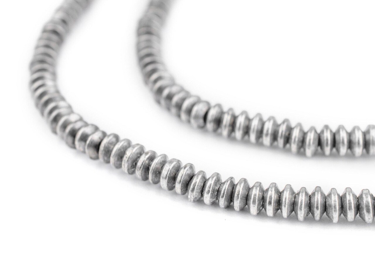 The Bead Chest Silver Saucer Beads 4mm, Full Strand of Quality Metal Spacers for DIY Jewelry Design
